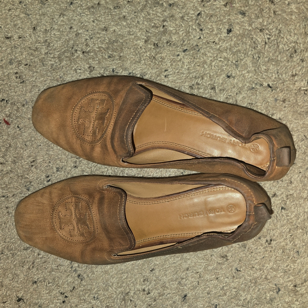 Tory Burch Tan Leather Slip-On Shoes